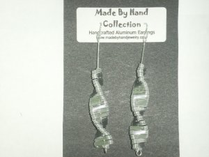 Metallic Silver Long Twisting Oval Design Aluminum Earrings -FREE SHIPPING-