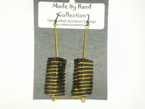 Midnight Black/Sunrise Yellow Long Triangle Design Aluminum Earrings -FREE SHIPPING-