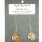 Penny Copper/Metallic Silver Long Weaved Ball Design Aluminum Earrings -FREE SHIPPING-