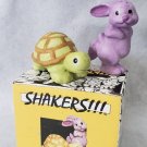 Tortoise Hare Figurine Vintage Porcelain Bunny Rabbit Turtle Salt Pepper Shaker