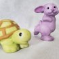 Tortoise Hare Figurine Vintage Porcelain Bunny Rabbit Turtle Salt Pepper Shaker