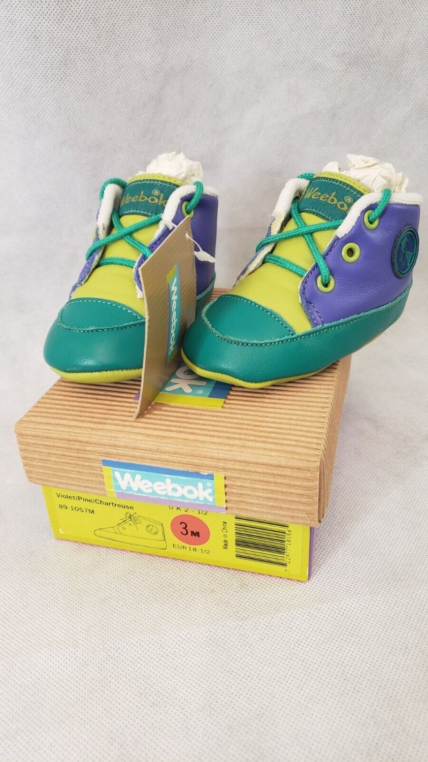 Weebok Retro Shoes Vtg 1990s Unisex Newborn Sneakers Reebok High Top Baby Bootie