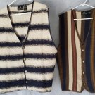 1990s Multicolor Button Sweater Vest Men XL Vtg Structure Striped Knit Cardigan