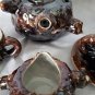 OOAK Brown-Drip Tree Stump Porcelain Vintage Tea Service Set Folk Art Pottery