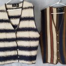 Retro Cardigan Fall Winter 90s Sweater Vest Men XL Structure Aztec V-Neck Nerd