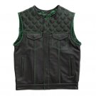 Mens Biker Leather Vest, Hunt Club Leather Builder Diamond Quilted Biker Vest