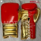 Custom Made Red Gold Cowhide Leather Boxing Gloves Any Name No winning No Grant