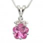 PINK Sterling Silver Flower CZ Pendant