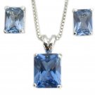 Sterling Emerald Cut Birthstone Pendant/Earrings