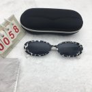 White And Black Frame Sunglasses Free shipping  Oval Black Grey Lens Cute shades