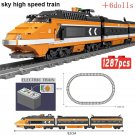 Train  21_DIY MOC City Series Train Metro Tracks Building Blocks Railroad Conveyance Kids Model Bric