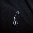Black Striped Belly Ring 14G Curve  *FREE SHIP*