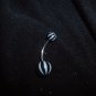 Black Striped Belly Ring 14G Curve  *FREE SHIP*
