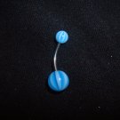 Blue Striped Belly Ring 14G Curve  *FREE SHIP*