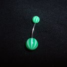 Green Striped Belly Ring 14G Curve  *FREE SHIP*