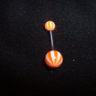 Orange Striped Belly Ring 14G Curve  *FREE SHIP*