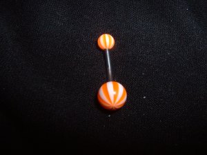 Orange Striped Belly Ring 14G Curve  *FREE SHIP*