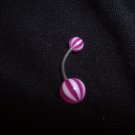 Purple Striped Belly Ring 14G Curve *FREE SHIP*