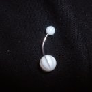 White Striped Belly Ring 14G Curve *FREE SHIP*