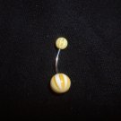 Yellow Striped Belly Ring 14G Curve *FREE SHIP
