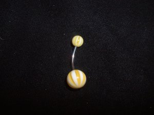 Yellow Striped Belly Ring 14G Curve *FREE SHIP