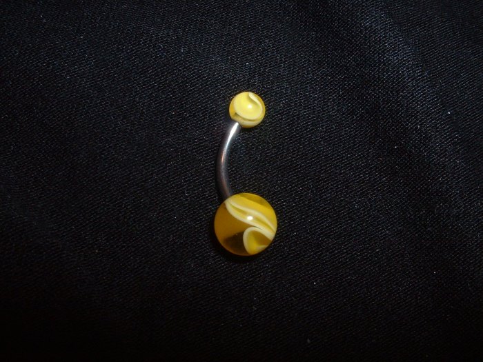 Yellow Swirl Belly Ring 14G Curve *FREE SHIP*