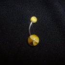 Yellow Swirl Belly Ring 14G Curve *FREE SHIP*