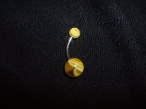 Yellow Swirl Belly Ring 14G Curve *FREE SHIP*