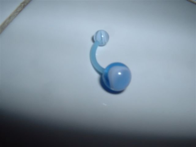 Light Blue Swirl Flexi Belly Ring 14G Curve No Metal *FREE SHIP*