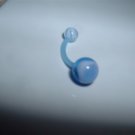 Light Blue Swirl Flexi Belly Ring 14G Curve No Metal *FREE SHIP*