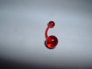 Red UV Glow Flexi Belly Ring 14G Curve *FREE SHIP*