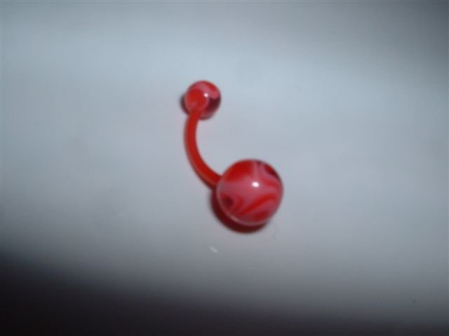Red Swirl UV Glow Flexi Belly Ring 14G Curve *FREE SHIP*