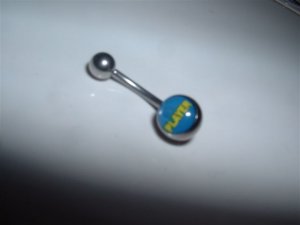 Logo Belly Ring "Player" 14G Bar  *FREE SHIP*