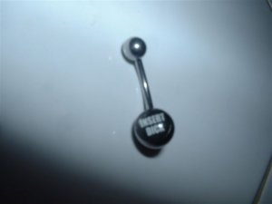Logo Belly Ring "Insert Dick" 14G Bar  *FREE SHIP*