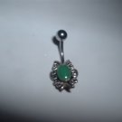 Antique Style Belly Ring Dangle 14G Green Design *FREE SHIP*
