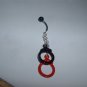 HandCuff Dangle Belly Ring 14G Red Black Handcuffs Dangle *FREE SHIP*