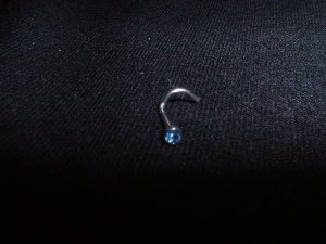 20G Gem Nose Screw Dark Blue Crystal  *FREE SHIP*