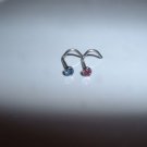 2 Nose Screws 20G With Crystals Pink & Baby Blue *FREE SHIP**