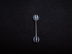 Black Striped Tongue Ring 14G Bar or Nipple *FREE SHIP*