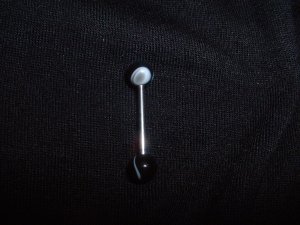 Black Swirl Tongue Ring 14G Bar or Nipple *FREE SHIP*