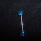 Blue Glitter Tongue Ring 14G Bar or Nipple *REE SHIP*