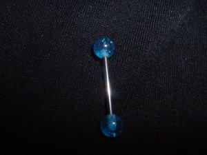 Blue Glitter Tongue Ring 14G Bar or Nipple *REE SHIP*