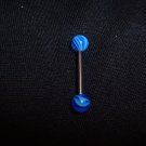 Blue Swirl Tongue Ring 14G Bar or Nipple Ring *FREE SHIP*