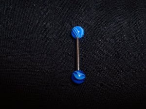 Blue Swirl Tongue Ring 14G Bar or Nipple Ring *FREE SHIP*