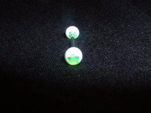 Green Star Dot Tongue Ring 14G Bar or Nipple Ring *REE SHIP*