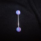 Lavender Stripe Tongue Ring 14G Bar Nipple Ring *FREE SHIP*
