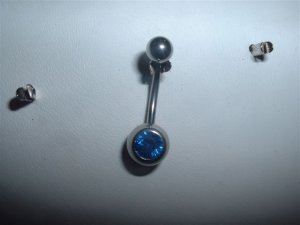 Swarovski Crystal Belly Ring Saphire Colored Gem *FREE SHIP*