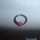 Pink Striped Captive Bead Ring 16G Clit or Eyebrow *FREE SHIP*