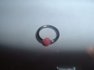 Pink Striped Captive Bead Ring 16G Clit or Eyebrow *FREE SHIP*