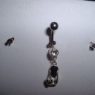 Sexy Dangle Belly Navel Ring 14G Silver Flip Flop & Gems *Free Ship*